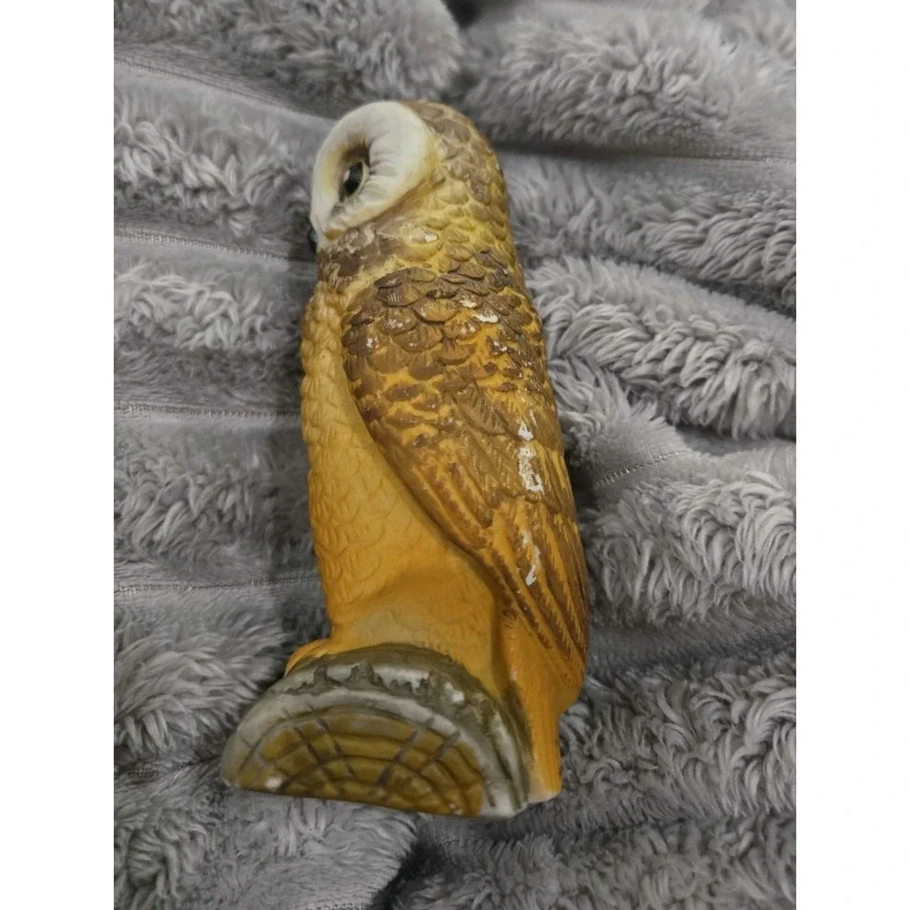Ceramic Owl Figurine Decorative Brown and Yellow Collectible WHIMSICAL
